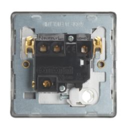 Contactum Lyric 13A Switched Fused Spur & Flex Outlet  Brushed Steel with White Inserts