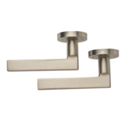 Designer Levers Scylla Lever on Rose Door Handle Pair Brushed Nickel