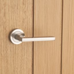 Designer Levers Scylla Lever on Rose Door Handle Pair Brushed Nickel