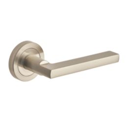 Designer Levers Scylla Lever on Rose Door Handle Pair Brushed Nickel