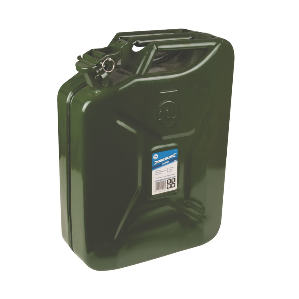 Silverline Steel Jerry Can Green 20Ltr Screwfix
