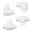 D-Line Plastic White Micro Trunking Equal Tee & Flat Bend Pack 4 Pcs