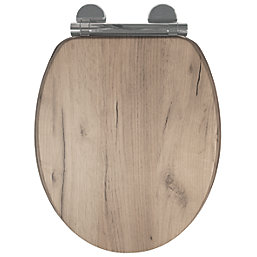 Croydex Corella Soft-Close with Quick-Release Flex-Fix Toilet Seat Moulded Wood Grey Oak