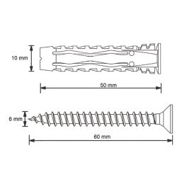 Easyfix  Wall Plugs with Screws 10mm x 50mm 50 Pack