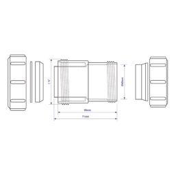 McAlpine T28L-ISO Compression Connection Straight Connector  White 40mm x 38mm