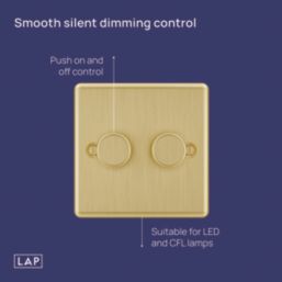 LAP  2-Gang 2-Way LED Dimmer Switch  Satin Brass with Black Inserts