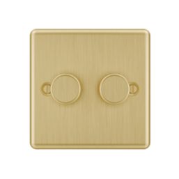 LAP  2-Gang 2-Way LED Dimmer Switch  Satin Brass with Black Inserts