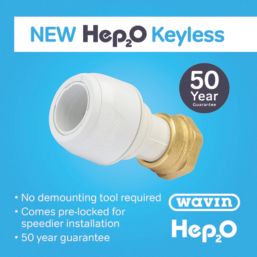 Hep2O  Plastic Push-Fit Straight Keyless Tap Connector 22mm x 3/4"