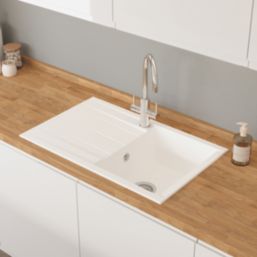 Swirl Erzen 1 Bowl  White Composite Sink 800mm x 500mm