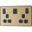 British General Evolve 13A 2-Gang SP Switched Socket + 3.25A 65W 2-Outlet Type C USB Charger Satin Brass with Black Inserts
