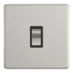 Contactum Lyric 10AX 1-Gang 2-Way Light Switch  Brushed Steel with Black Inserts