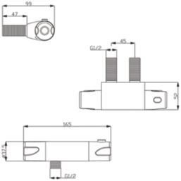 ETAL Atlas Exposed Single Outlet Thermostatic Matt Black Shower Valve