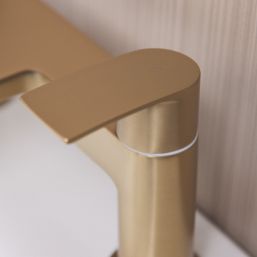 ETAL Spear Brushed Brass 123mm Deck Mounted Lever 2 Tap Holes Bath Mixer Tap