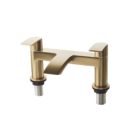 ETAL Spear Brushed Brass 123mm Deck Mounted Lever 2 Tap Holes Bath Mixer Tap