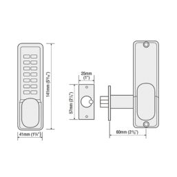 Smith & Locke  Medium Duty Push-Button Lock  35mm Satin Silver