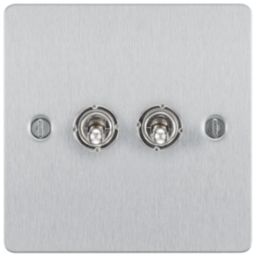 LAP  20A 16AX 2-Gang 2-Way Toggle Switch  Brushed Stainless Steel