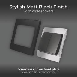 British General Evolve 20A 16AX 2-Gang 2-Way Wide Rocker Light Switch  Matt Black with Black Inserts