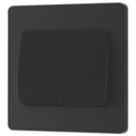 British General Evolve 20A 16AX 2-Gang 2-Way Wide Rocker Light Switch  Matt Black with Black Inserts