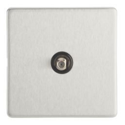 Contactum Lyric 1-Gang F-Type Satellite Socket Brushed Steel with Black Inserts