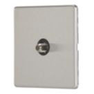 Contactum Lyric 1-Gang F-Type Satellite Socket Brushed Steel with Black Inserts