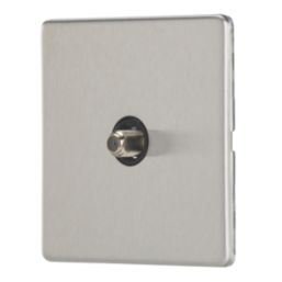 Contactum Lyric 1-Gang F-Type Satellite Socket Brushed Steel with Black Inserts