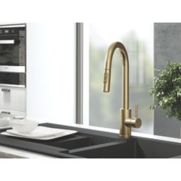 ETAL Cato  Pull-Out Kitchen Mixer Tap Brushed Brass