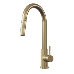 ETAL Cato  Pull-Out Kitchen Mixer Tap Brushed Brass
