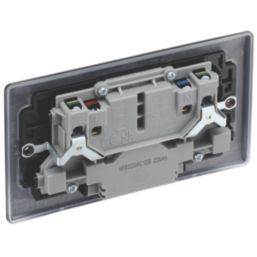 British General Nexus Metal 13A 2-Gang SP Switched Socket + 2.4A 12W 2-Outlet Type A & C USB Charger Matt Black with Black Inserts