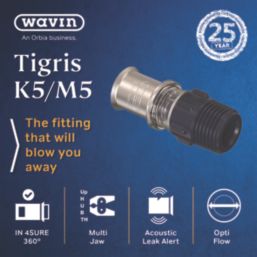 Wavin Tigris  Multi-Layer Composite Press-Fit Adapting Male Coupler 0.5" x 16mm 10 Pack
