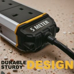 Stanley 13A 2-Gang Unswitched  Power Strip With Belt Clip Black 5m