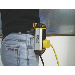 Stanley 13A 2-Gang Unswitched  Power Strip With Belt Clip Black 5m