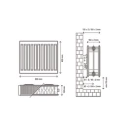 Flomasta 400mm x 800mm 3324BTU White Type 22 Convector Radiator