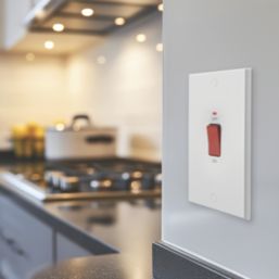 British General 900 Series 45A 2-Gang DP Cooker Switch White with Neon