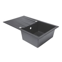 1 Bowl Plastic & Resin Kitchen Sink & Drainer Black Reversible 800mm x 500mm