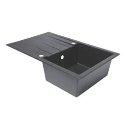 1 Bowl Plastic & Resin Kitchen Sink & Drainer Black Reversible 800 x 500mm