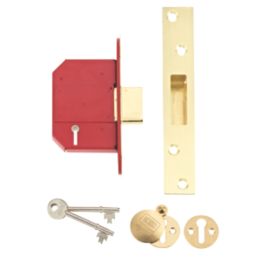 Union Fire Rated  Brass BS 5-Lever Mortice Deadlock 68mm Case - 45mm Backset