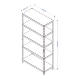 Essentials  5-Tier Metal Shelving Unit 900mm x 400mm x 1800mm