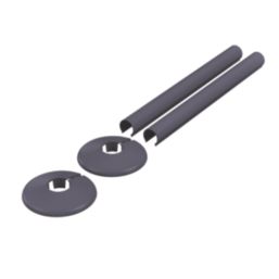 ETAL Enzo Radiator Pipe Covers & Collars Anthracite Grey 16mm x 200mm 4 Piece Set