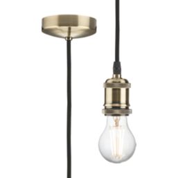 Knightsbridge Vintage 1.8m Pendant Set Light Fitting E27 Antique Brass 3 1/2"