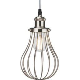 Knightsbridge  Brushed Chrome Steel Balloon-Shaped Pendant Cage