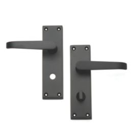 Designer Levers Victorian Fire Rated Long Straight Lever Bathroom Door Handle Pair Matt Black