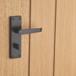 Designer Levers Victorian Fire Rated Long Straight Lever Bathroom Door Handle Pair Matt Black