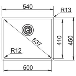 Franke Bari 1 Bowl  Brushed Stainless Steel Kitchen Sink 540mm x 450mm
