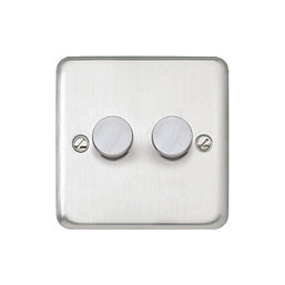MK Contoura 2-Gang 2-Way  Dimmer  Brushed Stainless Steel