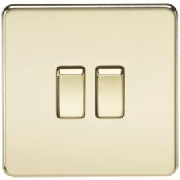 Knightsbridge  10AX 2-Gang 2-Way Light Switch  Polished Brass