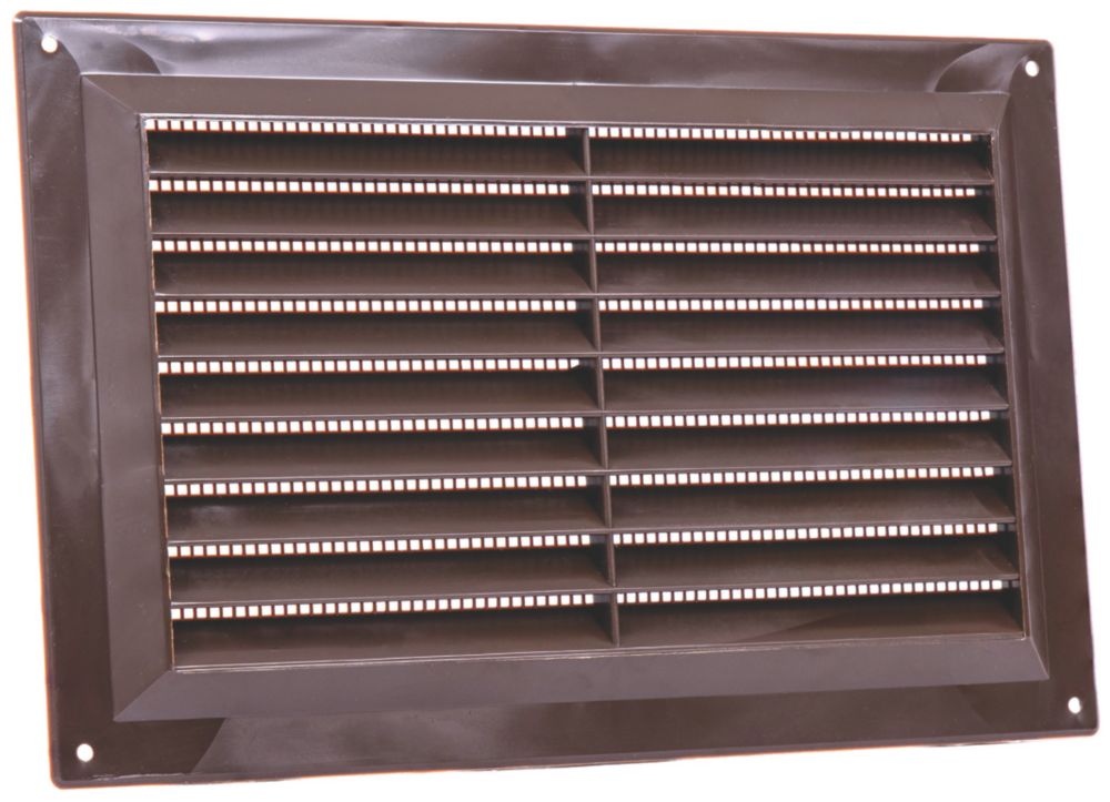 Map Vent Fixed Louvre Vent with Flyscreen Brown 229mm x 152mm Screwfix