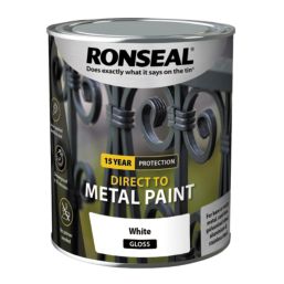 Ronseal 750ml White Gloss Anti Corrosive Metal Paint