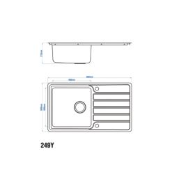 Apollonia 1 Bowl Stainless Steel Reversible Sink & Drainer  864mm x 500mm