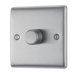British General Nexus Metal 1-Gang 2-Way LED Dimmer Switch  Brushed Steel
