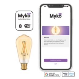 LAP Myko  B22 ST64 LED Virtual Filament Smart Light Bulb 7.3W 806lm